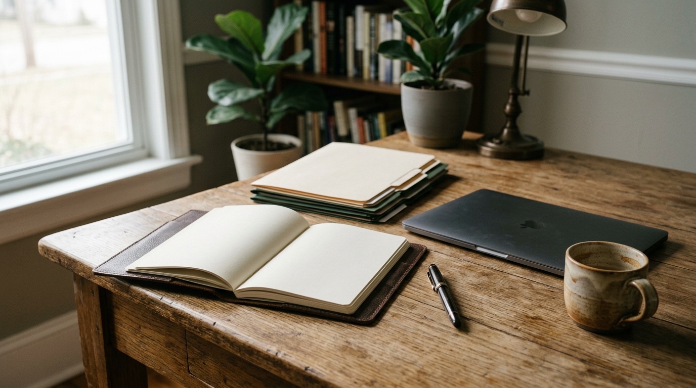 A considered evaluation workspace — the environment where structured judgment happens